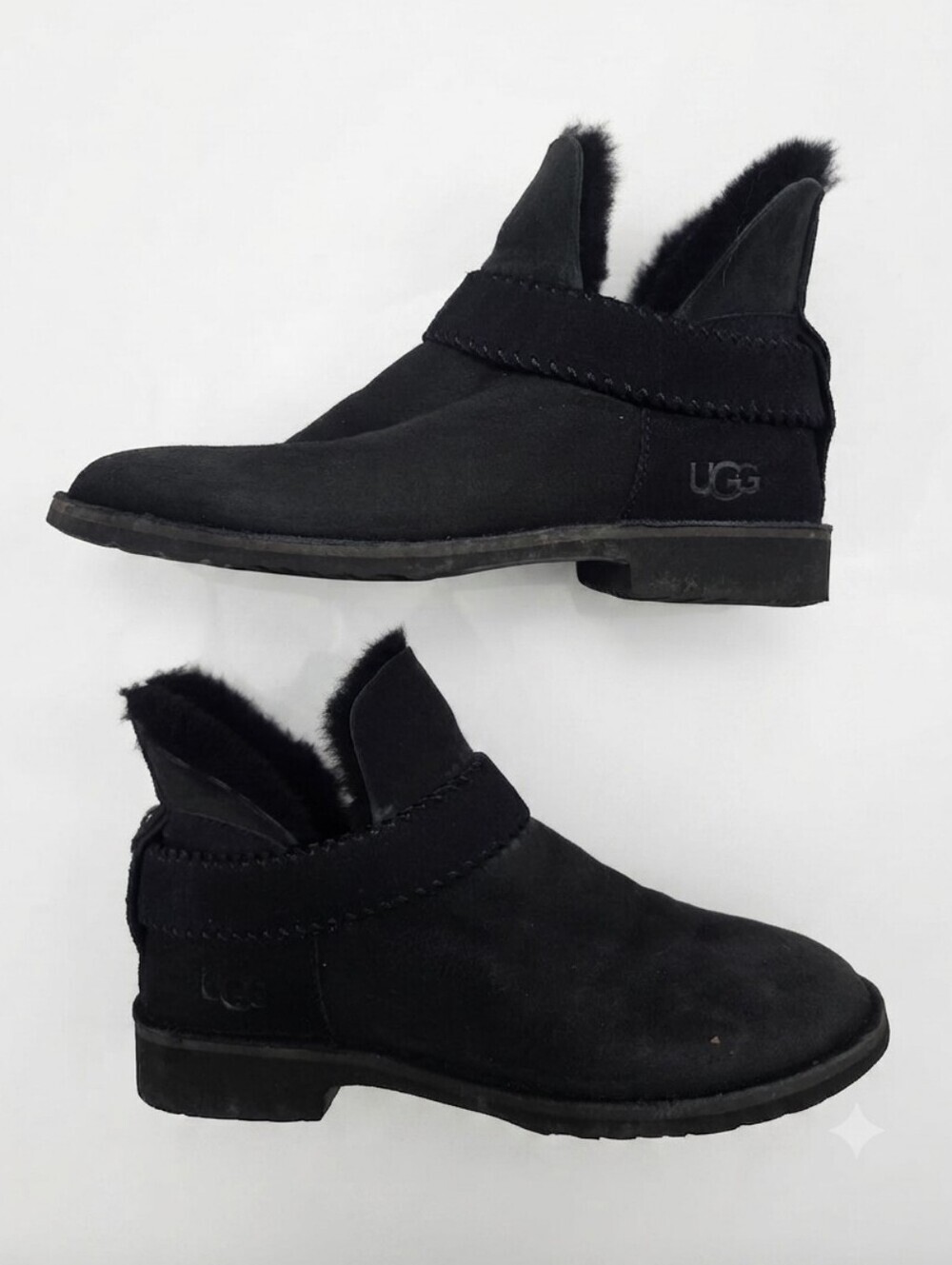 UGG Mckay Black Suede Sheepskin Ankle Boots Booties Size US 9 Women